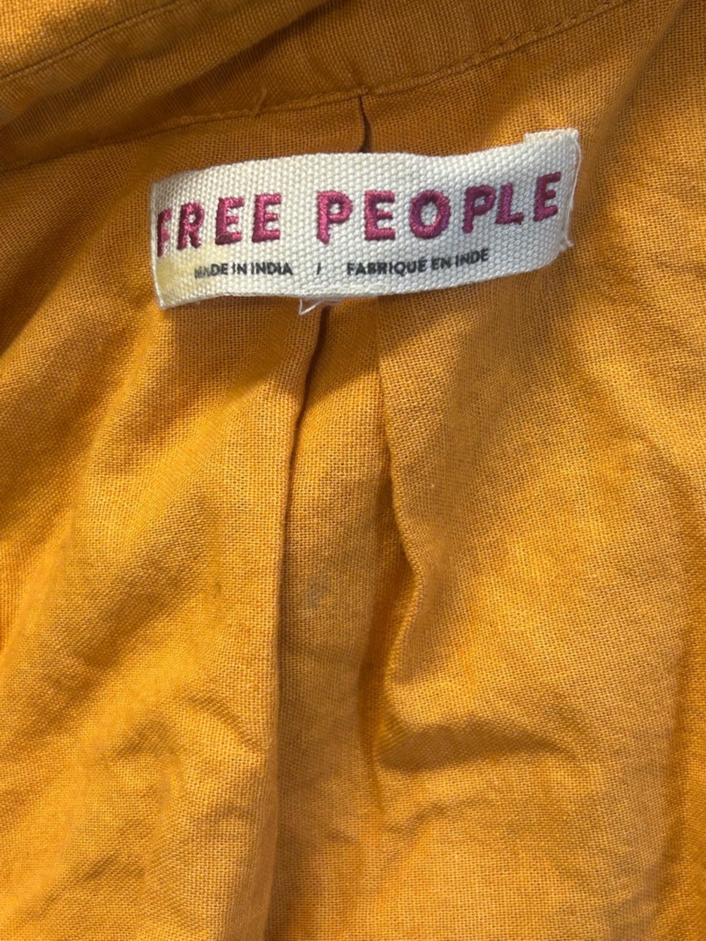 Free People Susana Mustard Yellow Cutout Festival Statement Duster Large Boho - Picture 2 of 13